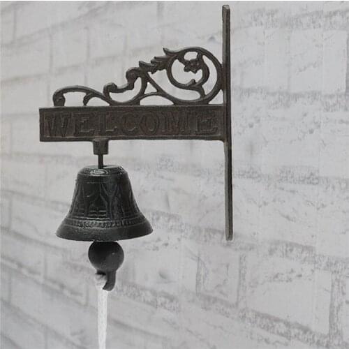 Nordic Style Vintage Brown Metal Iron Door Bell Wall Mounted Welcome Cast Wireless Metel DoorBell Porch Garden Decoration
