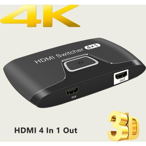 Wiistar 4K HDMI Switch 4 In 1 Out HD Switcher 4x1 Splitter Full HD 1080P Video Switcher Adapter For HDTV DVD PS3 Xbox