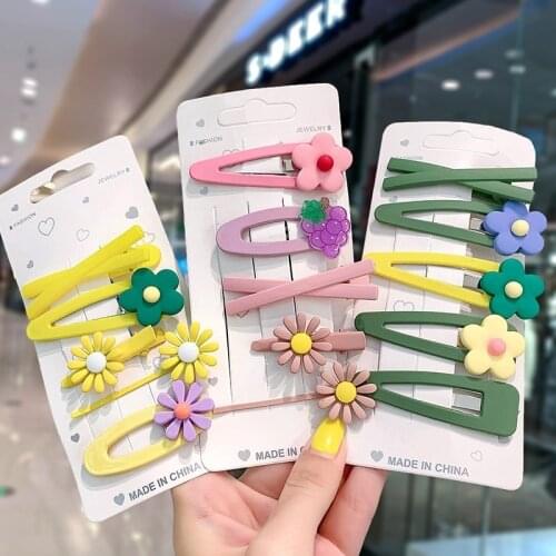 Korea Princess Cute Flower Hairpins Set Girls Hair Clips Pin Barrettes Accessories For Children Hair Ornament Hairclip Headdress