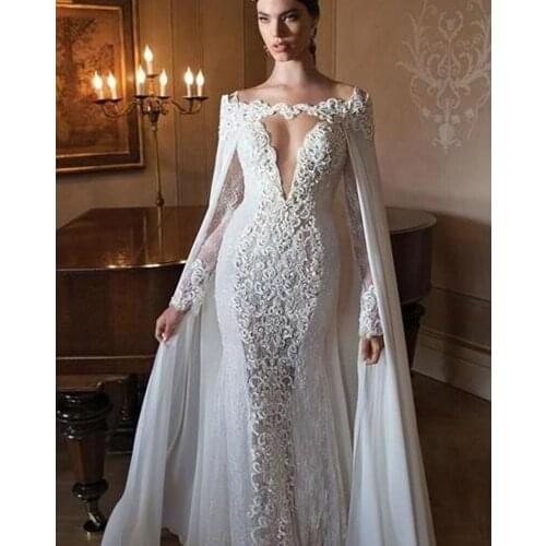 Sweetheart long sleeve mermaid wedding dresses 2019 vestido de noiva robe de mariee appliques lace Wedding Dress Bridal Gowns