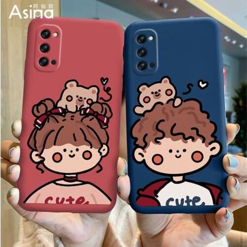 ASINA Liquid Silicone Case For OPPO Reno 2 3 4 5 Pro Shockproof Cute Cartoon Cover Bumper For Realme X7 Find X3 Lite Fundas Girl