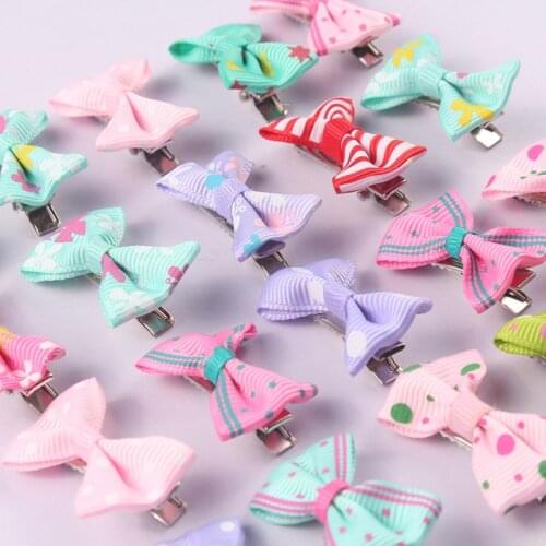10pcs Cute Cartoon Candy Color Ribbon Bow Hair Clips Hair Pin Rainbow Hair Clip Girl Kids Duckbill Hairpins Hair Styling Tool