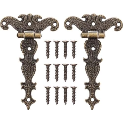 2pcs Retro Decorative Zinc Alloy Butt Hinges Antique Wooden Box Hinge Retro Zinc Alloy Hinge (Bronze)