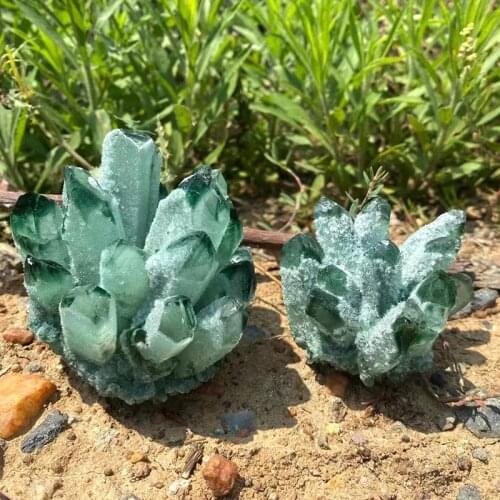 200-900g Natural Green Ghost Phantom Quartz Crystal Cluster Healing Specimen CAIMSJ
