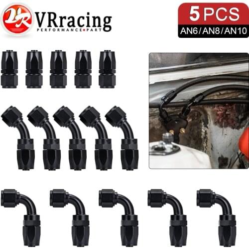 5 Pieces AN4 AN6 AN8 AN10 Straight 45 90 180 Degree Oil Fuel Swivel Hose End Fitting Oil Hose End Adaptor Kit Factory Supply