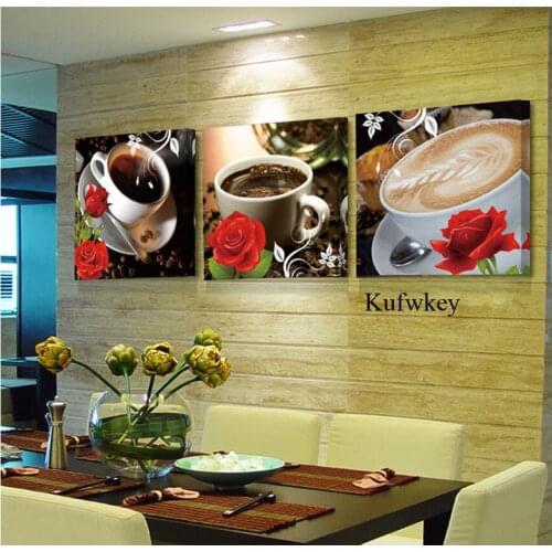 5d DIY Diamond Painting 3pcs Coffee Rose nature scenery Cross Stitch Kits Full Diamond Embroidery 3D Diamond Mosaic Needlework