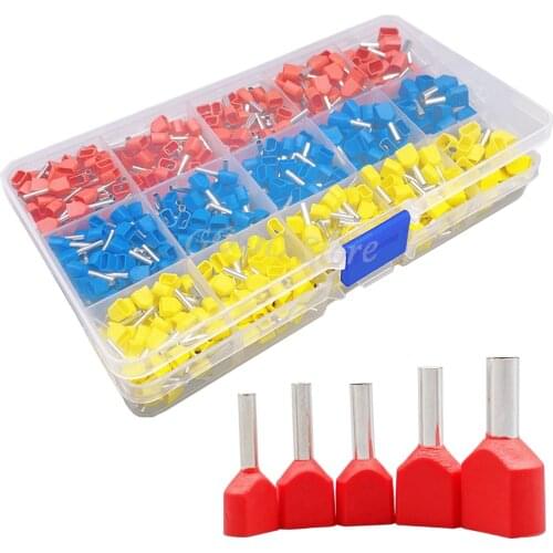 720pcs a lot twins Dual Bootlace Ferrule teminator Kit Electrical Crimp Dual entry cord end wire terminal connector TE