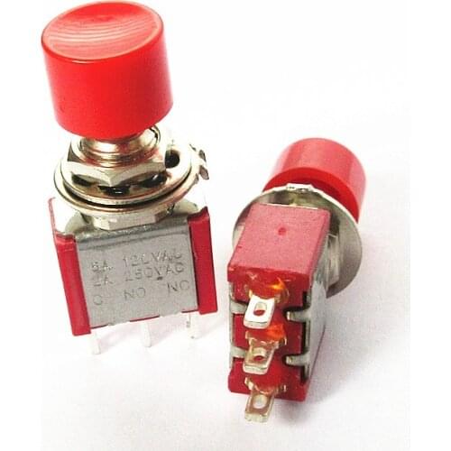 Free shipping 5PCS Red Push Button Toggle Switch PS-102 PS-202 Toggle Switch
