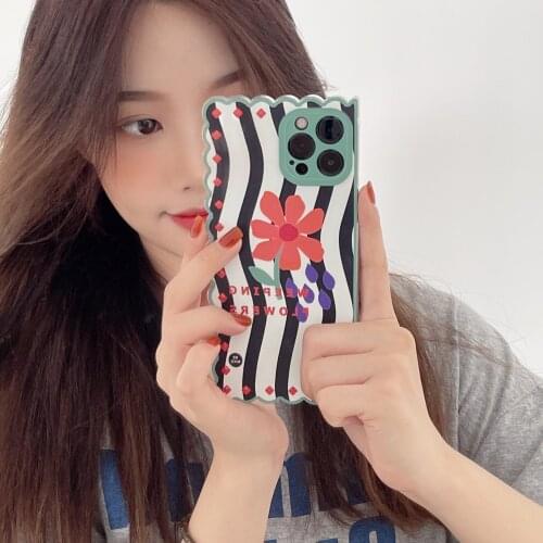 Art Retro Flower Weeping Wave Cake Pattern Phone Case For iPhone 11 12 Pro Xr X Xs Max High Quality Bumper Soft Silicone Cover