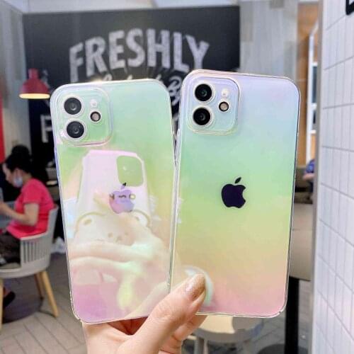 Colorful Gradient Phone Case For iPhone 12 11Pro Max XR XS Max X 7 8 Plus 12 11Pro Rainbow PC Hard Back Cover For funda iphone11
