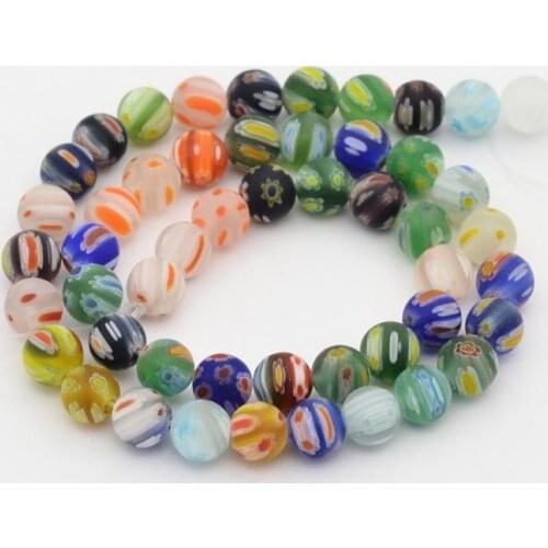 1 Strand Colorful Round Millefiori Glass Beads 6mm 8mm for jewelry making DIY Bracelet Necklace Strands Decor Accessories