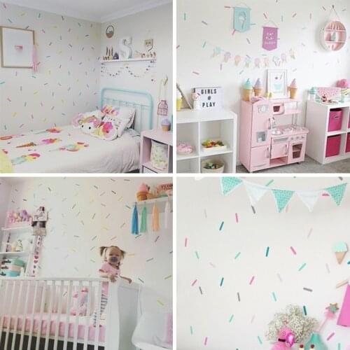 Sprinkles Decorative Stickers Baby Girl Room Wall Sticker For Kids Room Holiday Party Room Decoration Children Wall Stickers