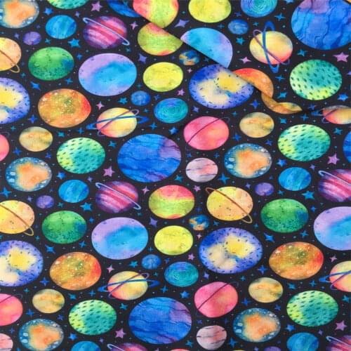 David angie 50*145cm Floral Planet Polyester Cotton Fabric for Tissue Kids Home Textile for Sewing DIY Quilting Sewing,c5032