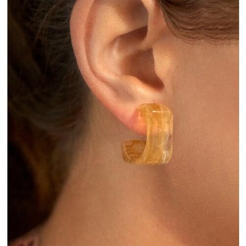 Dvacaman 2021 Trendy Colorful Transparent Acrylic Resin Geometric Irregular Stud Earrings for Women Vintage Jewelry Dropshipping