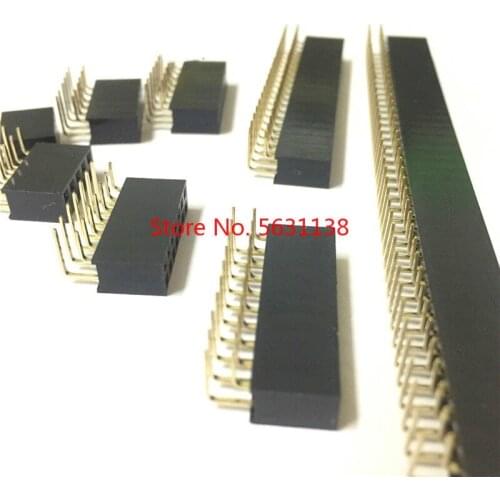 2.54mm R/A Double Row Female 2~40P PCB Board Right angle Pin Header socket Connector Pinheader 2*/4/6/10/20/40Pin For Arduino