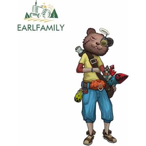 EARLFAMILY 13cm x 6.1cm One-eyed Bear Funny Car Stickers Cartoon Waterproof Anime Sunscreen Vinyl JDM Bumper Trunk Graphics