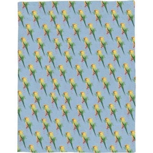 Watercolor Parrot Printed Flannel Blanket Soft Throw Blanket Machine Washable Blankets for Beds Customizable