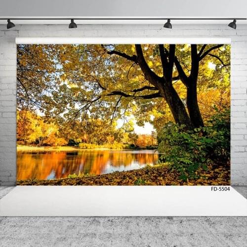 Photo Background Fallen Leaves River Customized Photography Backdrops for Children Baby Portrait Scenic Photoshoot Fond Props