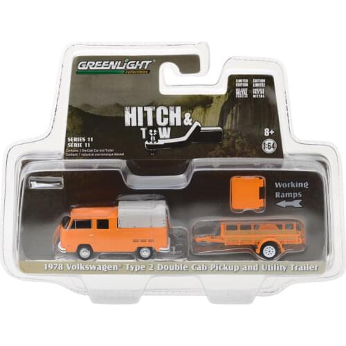 Greenlight 1:64 Volks wagen T2 tractor-trailer Collection Metal Die-cast Simulation Model Cars Toys