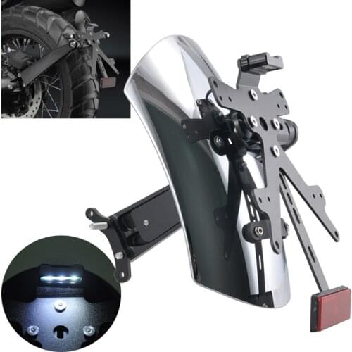Chrome Motorcycle Modified Rear Fender Bracket Mudguard With LED License Plate Fits For BMW R NINE T 2014-2020
