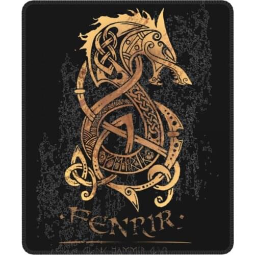 Viking Valhalla Fenrir The Nordic Monster Wolf Odin Gaming Mouse Pad Non-Slip Desk Mat Pads Rubber PC Table Decoration Cover