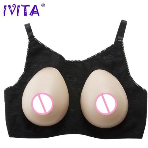 IVITA 3200g Silicone Breast Forms With Shoulder Straps For Crossdresser Female Transvestite Drag Queen Fake Boobs Enhancer Gift