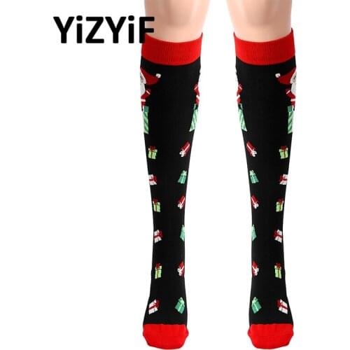 Women Mens Compression Sport Socks Christmas Theme Printed Running Socks Cycling Athletic Medical Football Racing Sports Socks