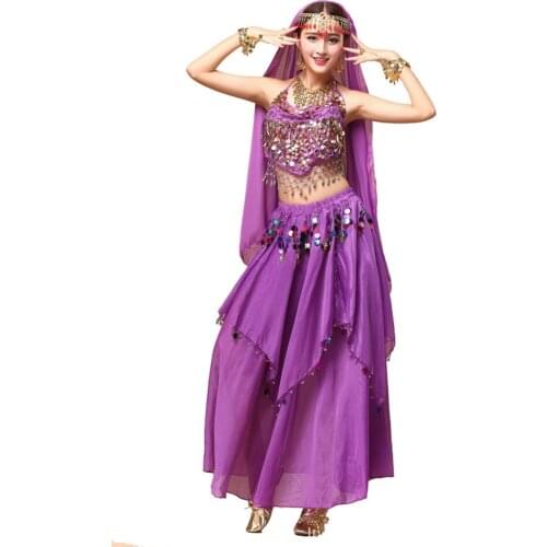 Egyptian Belly Dancer Costume 2pcs Top&Skirt Ropa Danza Del Vientre 7colors Bollywood Dancewear Indian Skirt Suit Dance Costumes