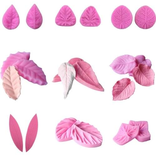 Leaves Embossing Silicone Mold Fondant Cake Candy Molds Cookies Pastry Biscuits Mould Kitchen Baking Cake Decoration Tools Aouke