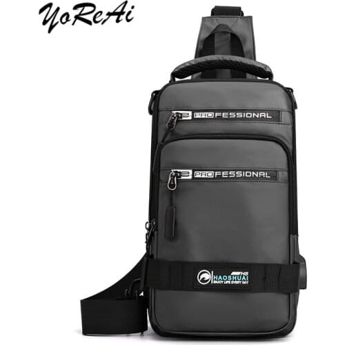 Fashion Casual Canvas Mens Messenger School Bag Pocket One Crossbody Bags With USB Rechargeable Diagonal Bag Usable For Pouch