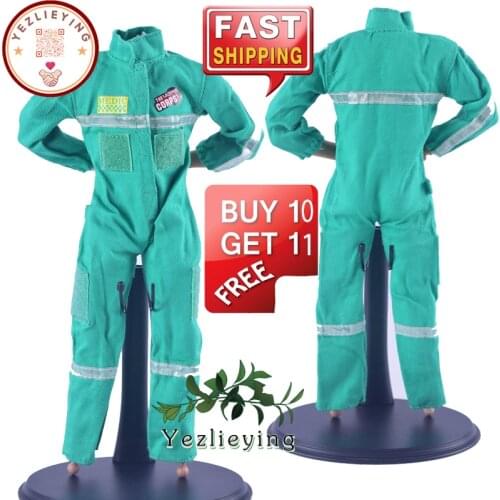 1/6 Scale Male Clothing Accessories Workwear Coveralls Uniform Green Jumpsuit For 12"Action Figure Body Model Doll Toys