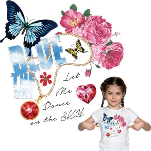 Blue Sky Stripe Patches Popular T-Shirt Pattern Heat Press Diy Transfer Paper Hot Tear Hoodie Tops Iron On Patches