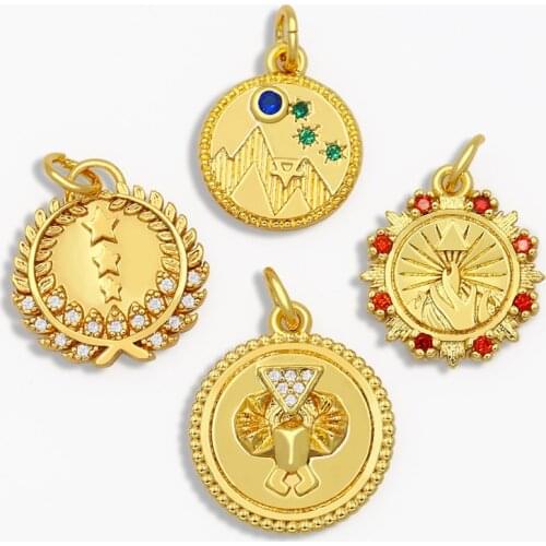 OCESRIO DIY Gold Lobster Mountain Coin Pendant For Women Hand Star Pendant CZ Nacklace Pendant Jewelry Making Supplies pdta033