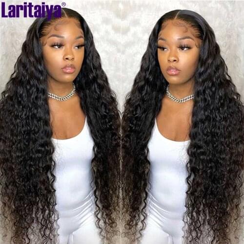 Lace Front Human Hair Wigs for Black Women Deep Wave Curly Perruvian Remy Human Hair Lace Wig 30 Inch 4x4 Lace Closure Curly Wig