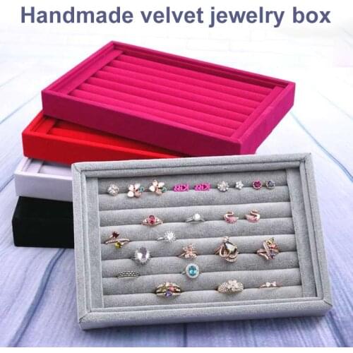 Portable High Velvet Jewelry Display Tray Bracelet Holder Necklace Ring Earring Box Jade Pendant Stand Jewelry Storage Organizer