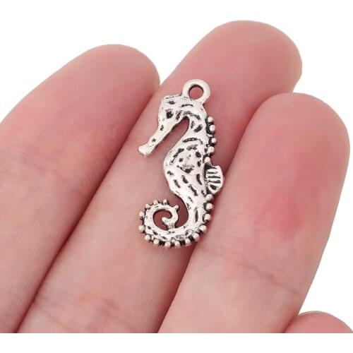 20 x Tibetan Silver Seahorse Hippocampus Charms Pendants Beads for Necklace Jewelry Making Findings 25x12mm