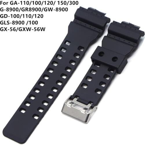 16mm Silicone Rubber Watch Band Strap Fit For Casio G Shock Replacement Black Waterproof Watchbands Accessories GD-100 G-8900