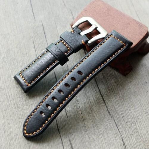 2020 New Cow Leather Strap Watch Bracelet Black Vintage Watch band 20mm 21mm 22mm 24mm 26mm Watchband For Fossil Panerai