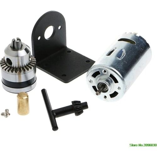Hand Drill DIY Lathe Press 555 Motor w/ 1/8" Chuck+ Mounting Bracket 12-36V
