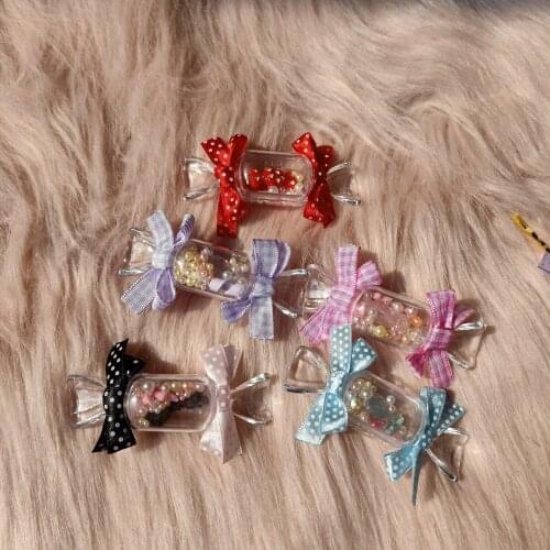 Hand Made Dreamy Candy Side Clip Transparent Candy Jar Bow Lolita Side Clip Bared Sweet
