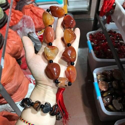 Lucky Mascot Automobile Hanging Ornament Natural Stone bracelet Chalcedony Car Decoration Top Grade Agate Safeness Rock Gift