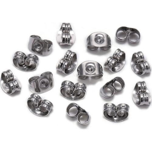 100pcs 4 5 6 8mm Stainless Steel Earring Back Plug Earring Settings Base Ear Studs Back Earring Stopper For DIY Jewelry Making