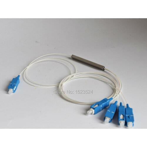 Free Shipping 0.9mm Steel Tube 1x4 Mini Blockless SC/UPC Fiber Optic PLC Splitter