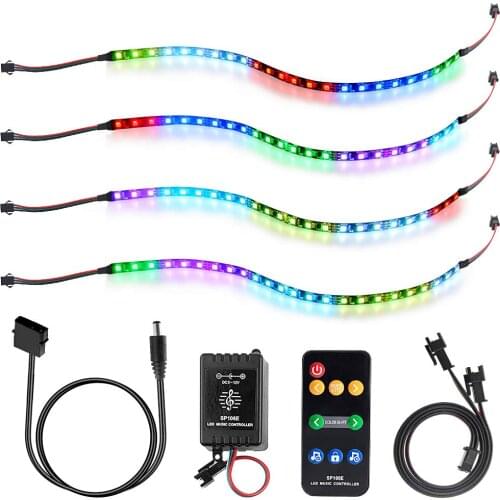 RGB LED Strip for PC Computer Case DIY, Dream Color Rainbow WS2811 Digital LED Light Strip with Music Sync Controller