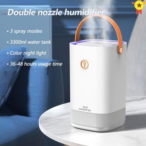 3.3L Air Humidifier Essential Oil Aroma Diffuser Double Nozzle Ultrasonic Humidifier Aromatherapy Diffuser With Coloful light