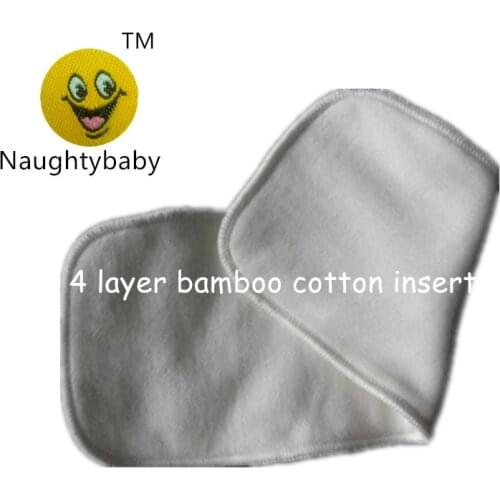 Hight Quanlity 100% Organic Bamboo cotton four layer organic cotton Cloth Diaper Insert Free Shipping