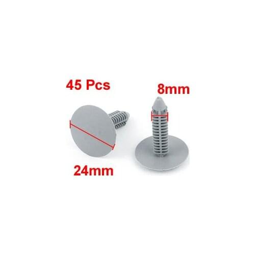 X Autohaux Car 8Mm Hole Dia Plastic Rivets Fastener Bumper Push Pin Clips Gray 45Pcs