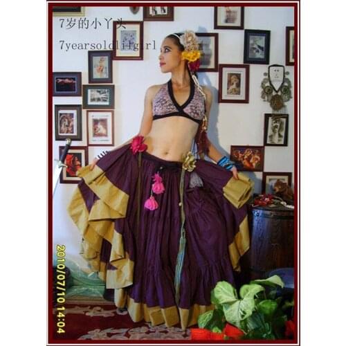 Cotton 3Tiered 12Yards Ats Gypsy Tribal Belly Dance Skirt With Border EG01
