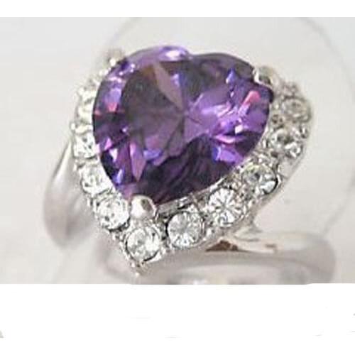 Jewelry Amethyst Ladys Ring 7# 8# 9#>> plated watch wholesale Quartz stone CZ crystal