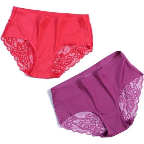 2019 new arrival Sexy lace panties female ice silk no trace low waist transparent spring and summer cotton ladies briefs